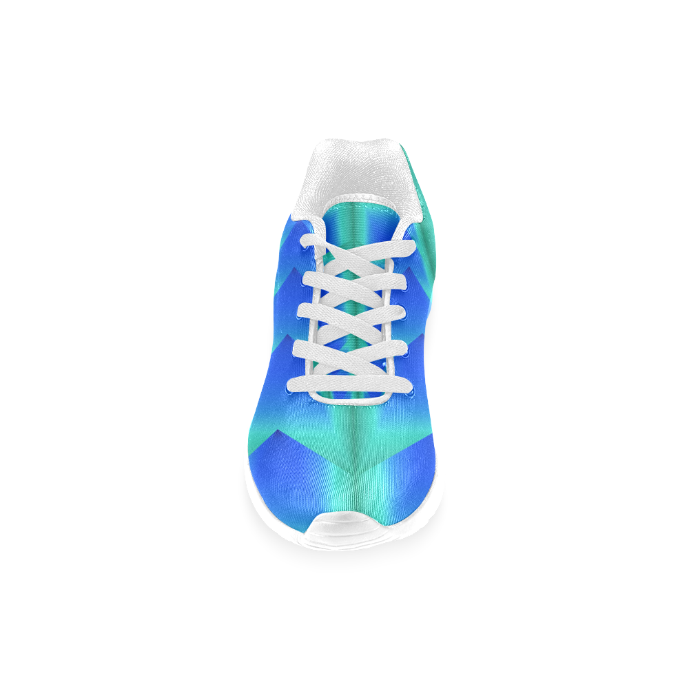 Abstract 3d Blue and Green Pyramids Men’s Running Shoes (Model 020)