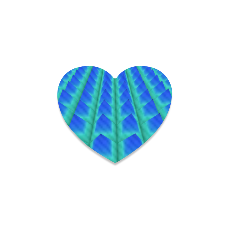 3d Abstract Blue and Green Pyramids Heart Coaster