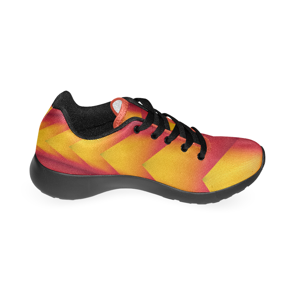 Abstract 3d Red and Yellow Pyramids Men’s Running Shoes (Model 020)