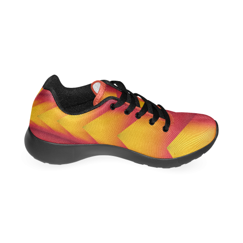 Abstract 3d Red and Yellow Pyramids Men’s Running Shoes (Model 020)