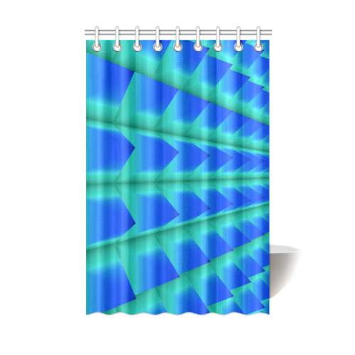 3d Abstract Blue and Green Pyramids Shower Curtain 48"x72"