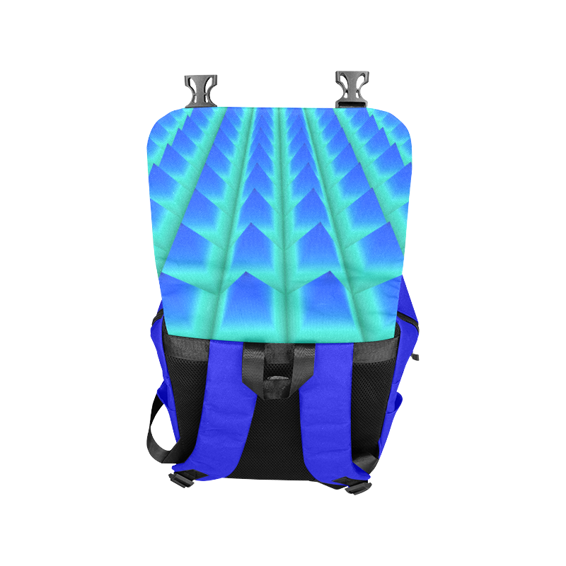 3d Abstract Blue and Green Pyramids Casual Shoulders Backpack (Model 1623)