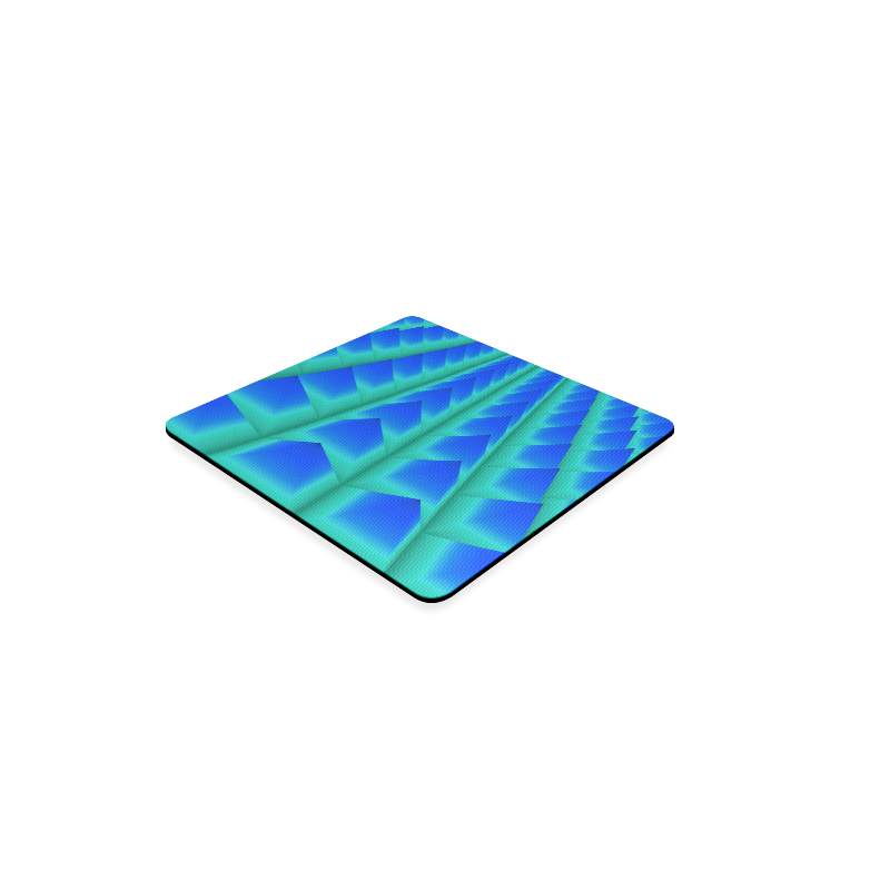 3d Abstract Blue and Green Pyramids Square Coaster