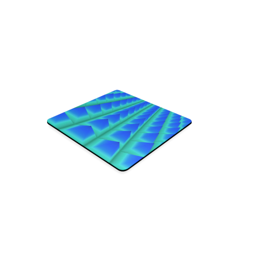 3d Abstract Blue and Green Pyramids Square Coaster