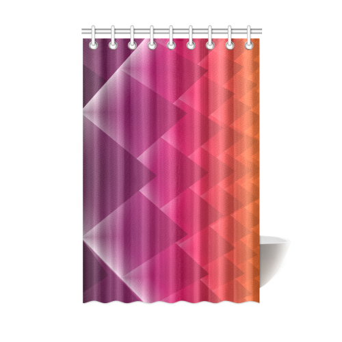 3d Abstract Purple and Orange Pyramids Shower Curtain 48"x72"
