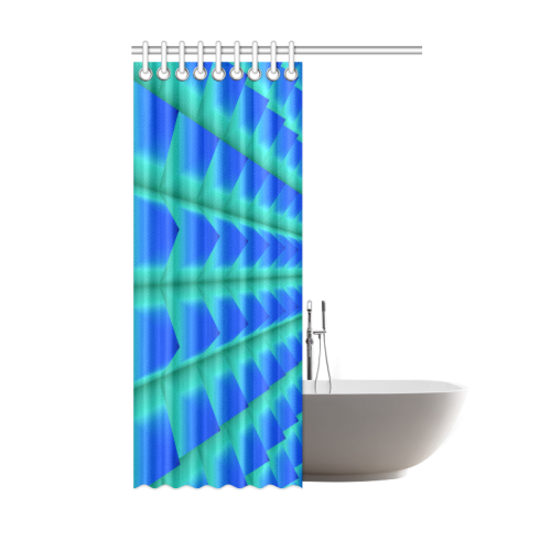 3d Abstract Blue and Green Pyramids Shower Curtain 48"x72"