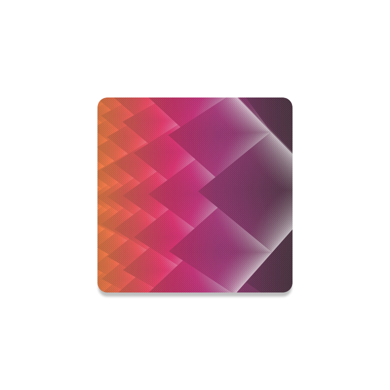 3d Abstract Purple and Orange Pyramids Square Coaster