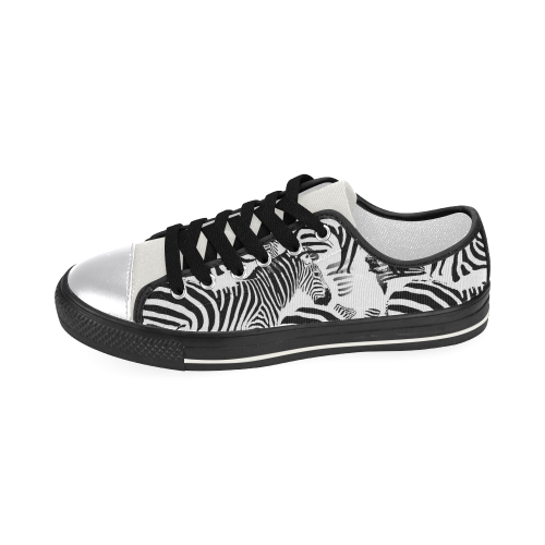 Black & White Stripes Women's Classic Canvas Shoes (Model 018)