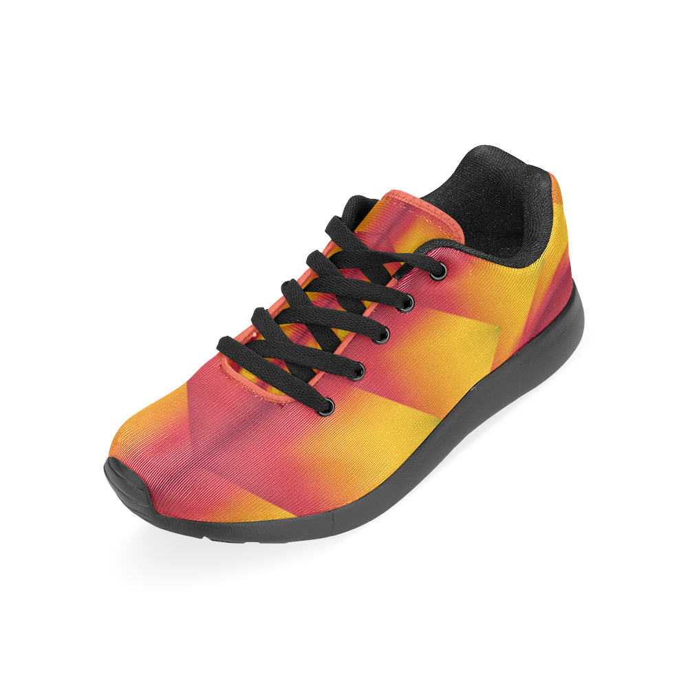 Abstract 3d Red and Yellow Pyramids Men’s Running Shoes (Model 020)