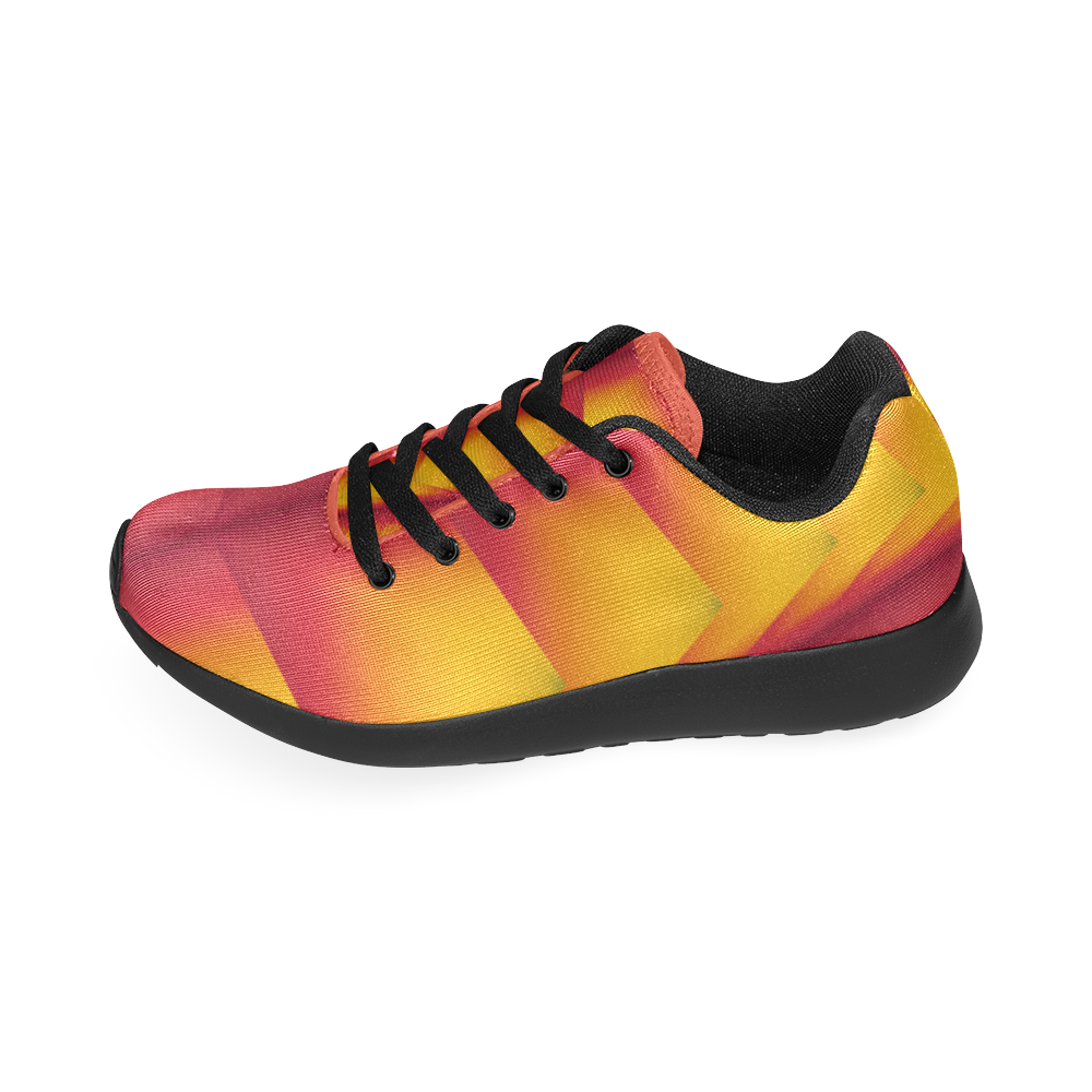 Abstract 3d Red and Yellow Pyramids Men’s Running Shoes (Model 020)