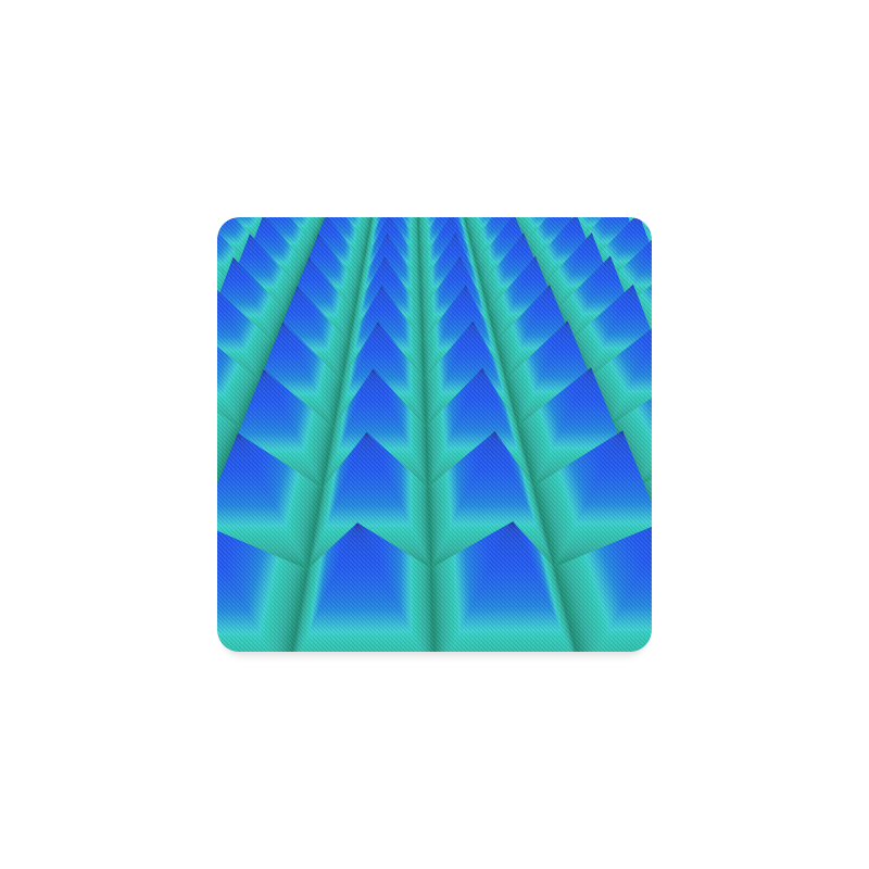 3d Abstract Blue and Green Pyramids Square Coaster