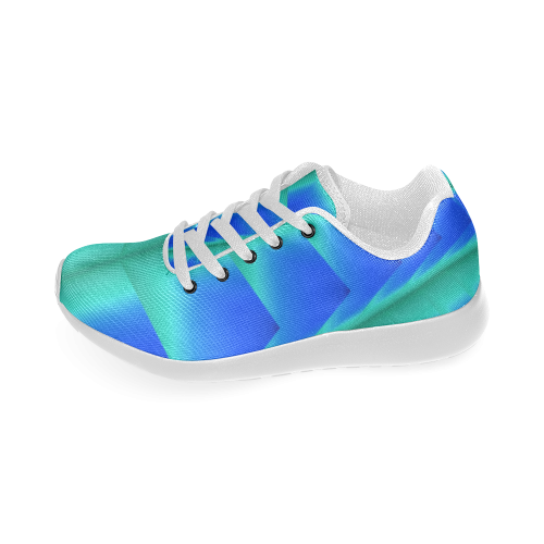 Abstract 3d Blue and Green Pyramids Men’s Running Shoes (Model 020)