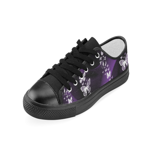 Purple Butterfly Swirl Women's Classic Canvas Shoes (Model 018)