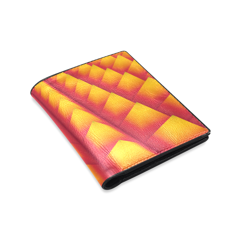 3d Abstract Red and Yellow Pyramids Men's Leather Wallet (Model 1612)