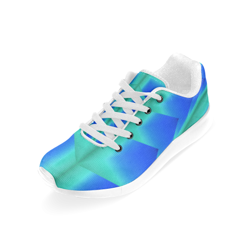 Abstract 3d Blue and Green Pyramids Men’s Running Shoes (Model 020)