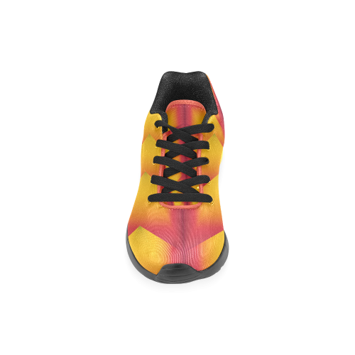 Abstract 3d Red and Yellow Pyramids Men’s Running Shoes (Model 020)