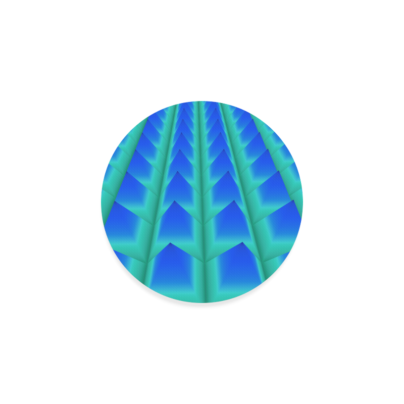 3d Abstract Blue and Green Pyramids Round Coaster