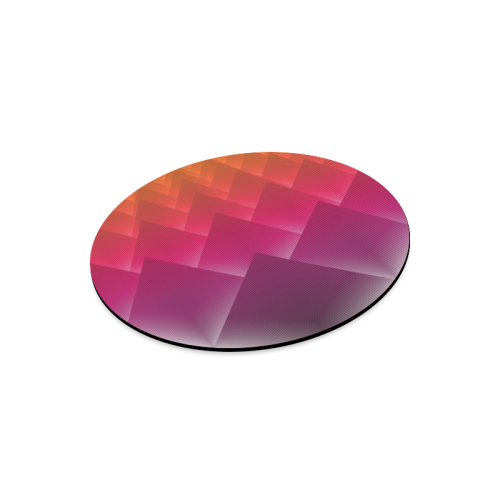 3d Abstract Purple and Orange Pyramids Round Mousepad