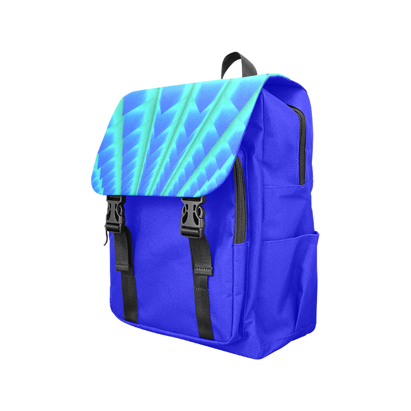 3d Abstract Blue and Green Pyramids Casual Shoulders Backpack (Model 1623)