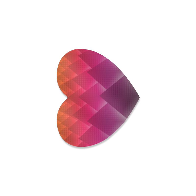 3d Abstract Purple and Orange Pyramids Heart Coaster