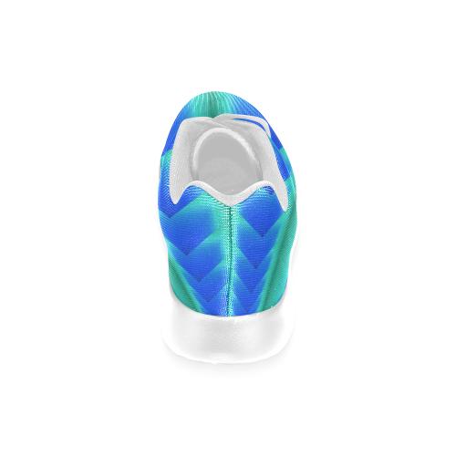 Abstract 3d Blue and Green Pyramids Men’s Running Shoes (Model 020)