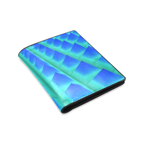 3d Abstract Blue and Green Pyramids Men's Leather Wallet (Model 1612)