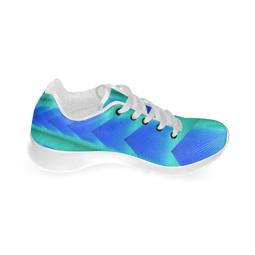 Abstract 3d Blue and Green Pyramids Men’s Running Shoes (Model 020)