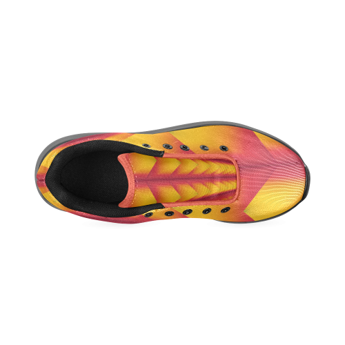 Abstract 3d Red and Yellow Pyramids Men’s Running Shoes (Model 020)