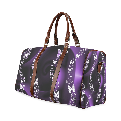 Purple Butterfly Swirl Waterproof Travel Bag/Large (Model 1639)