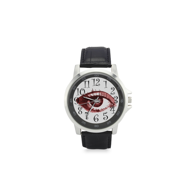 Red Eye Unisex Stainless Steel Leather Strap Watch(Model 202)