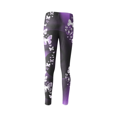 Purple Butterfly Swirl Cassandra Women's Leggings (Model L01)