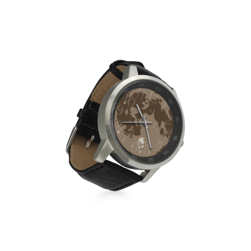 Moon Unisex Stainless Steel Leather Strap Watch(Model 202)