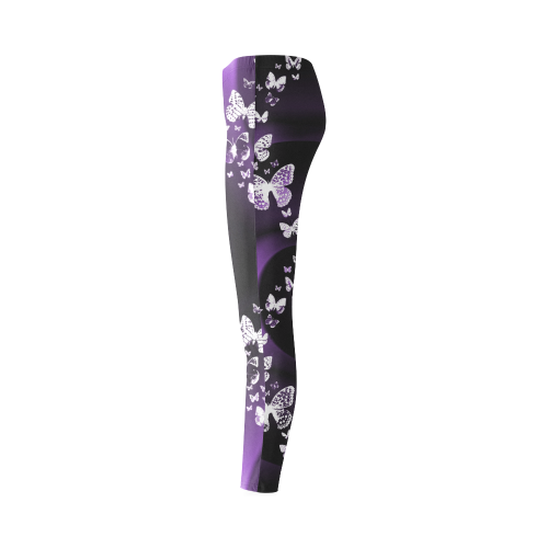 Purple Butterfly Swirl Cassandra Women's Leggings (Model L01)
