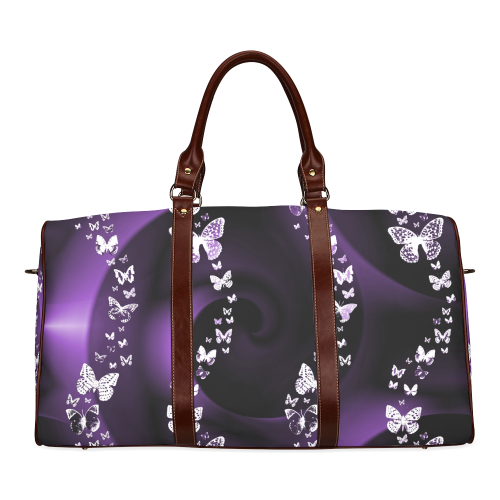 Purple Butterfly Swirl Waterproof Travel Bag/Large (Model 1639)