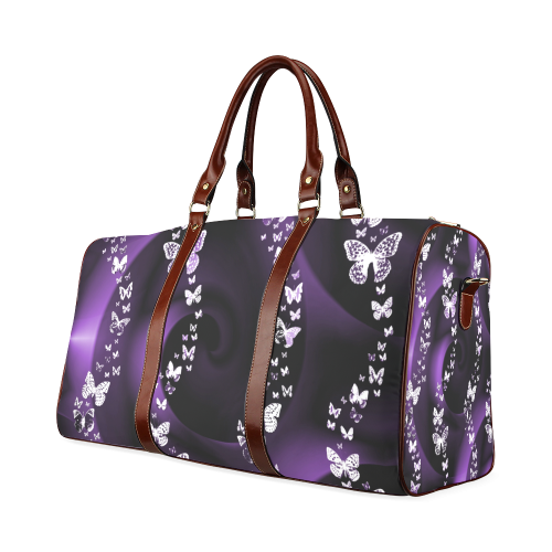 Purple Butterfly Swirl Waterproof Travel Bag/Large (Model 1639)