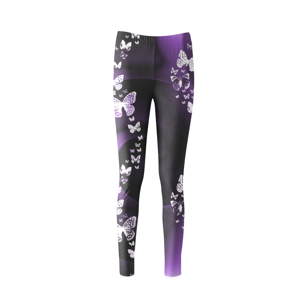 Purple Butterfly Swirl Cassandra Women's Leggings (Model L01)