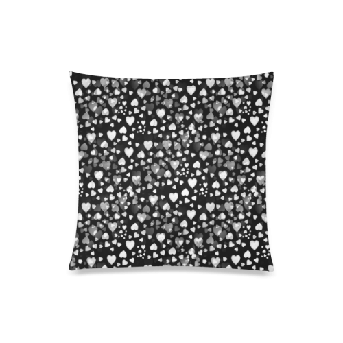 Hearts on Black Custom Zippered Pillow Case 20"x20"(Twin Sides)