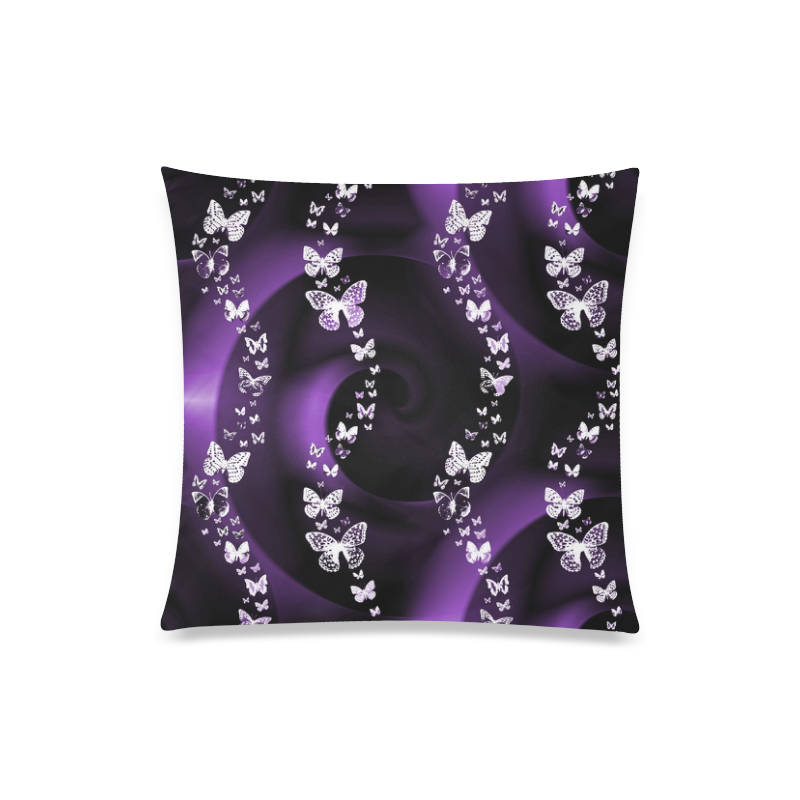 Purple Butterfly Swirl Custom Zippered Pillow Case 20"x20"(Twin Sides)