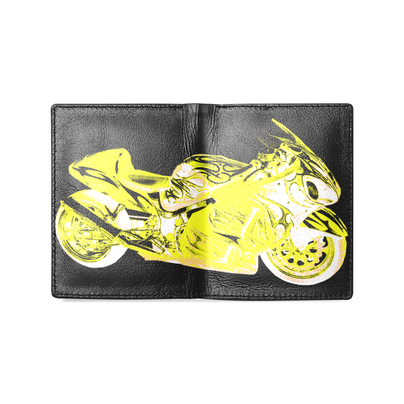 2005 SUZUKI HAYABUSA 1300 TRIBAL YELLOW FLAME Men's Leather Wallet (Model 1612)