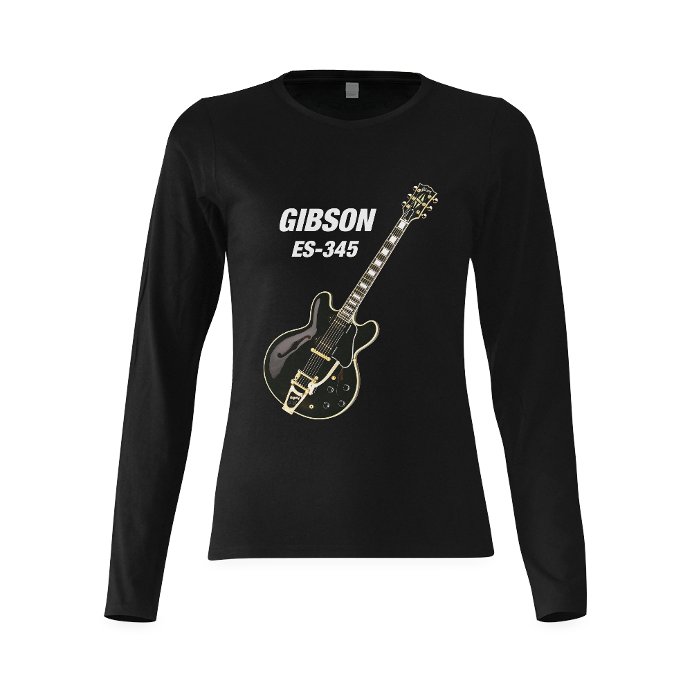 Black gibson-es-345 Sunny Women's T-shirt (long-sleeve) (Model T07)