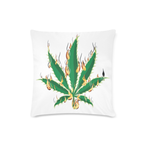 Flaming Marijuana Leaf Custom Zippered Pillow Case 16"x16"(Twin Sides)