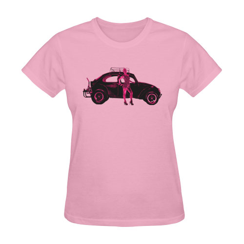 1970 Volkswagen Beetle Pink BAJA Sunny Women's T-shirt (Model T05)