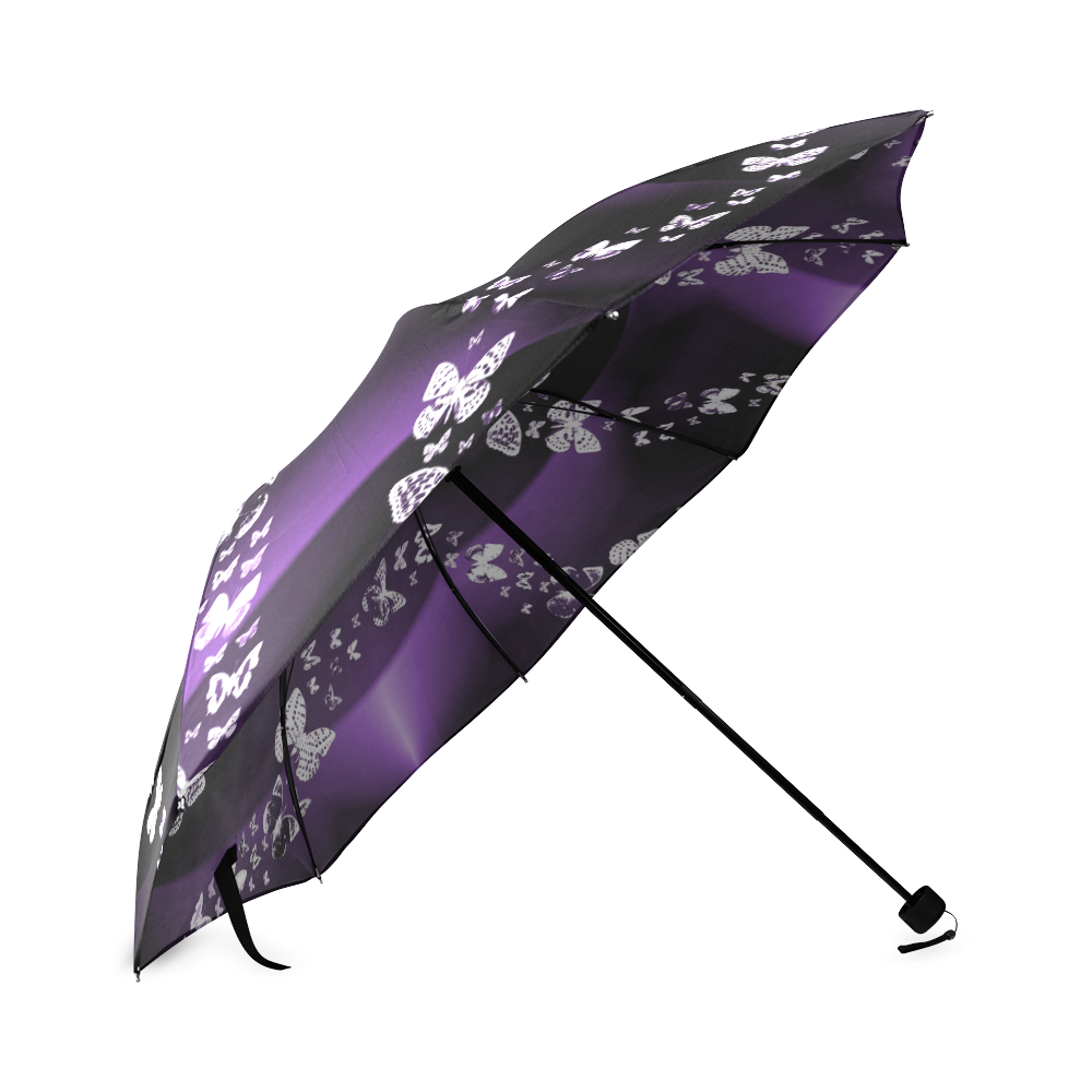 Purple Butterfly swirl Foldable Umbrella (Model U01)