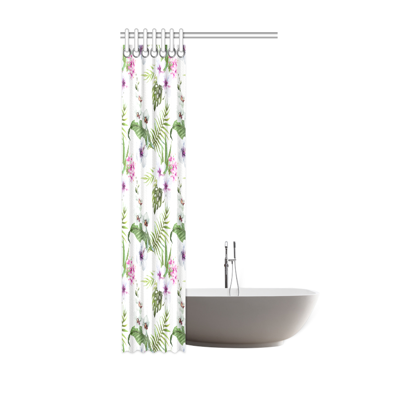 Tropical Hibiscus and Palm Leaves Shower Curtain 36"x72"