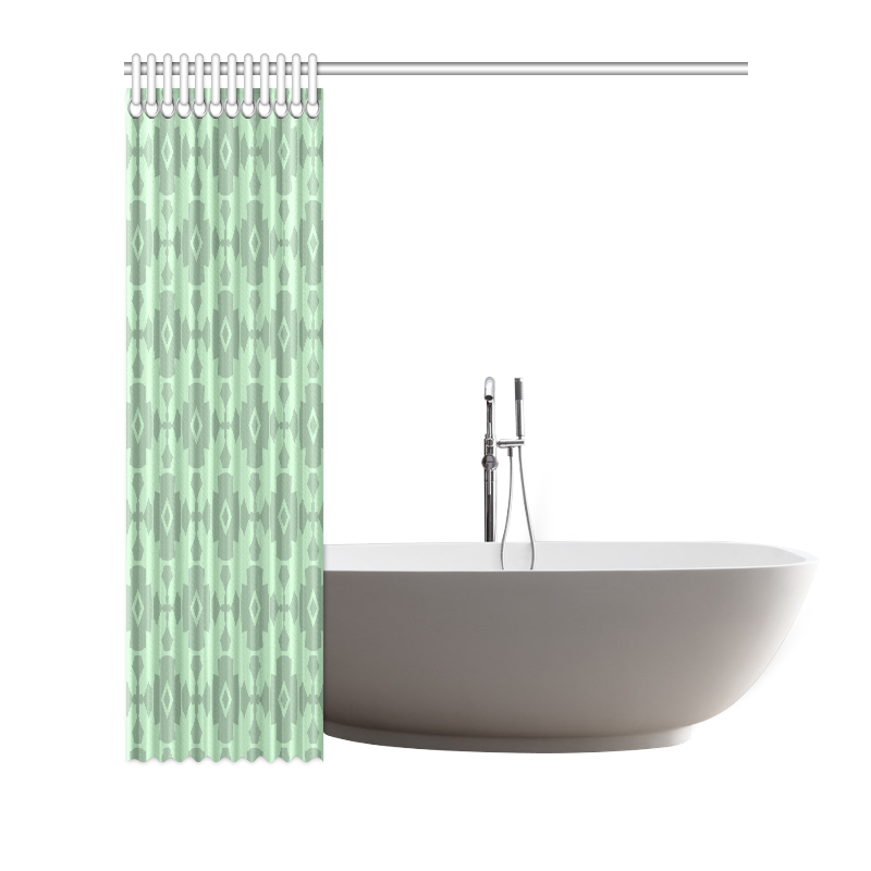 Mint Green Geometric Tile Pattern Shower Curtain 66"x72"
