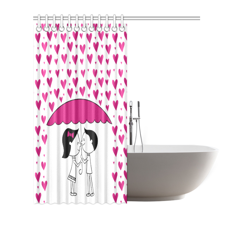 Romantic Couple With Hearts Shower Curtain 66