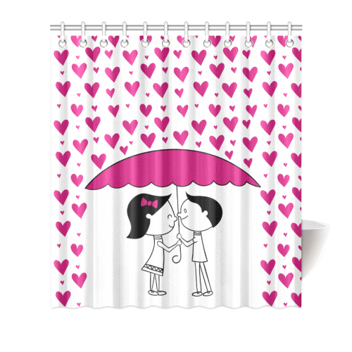 Romantic Couple With Hearts Shower Curtain 66