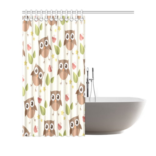 Modern Retro Owl Pattern Shower Curtain 66"x72"