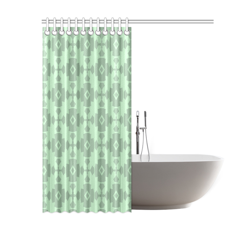 Mint Green Geometric Tile Pattern Shower Curtain 60"x72"