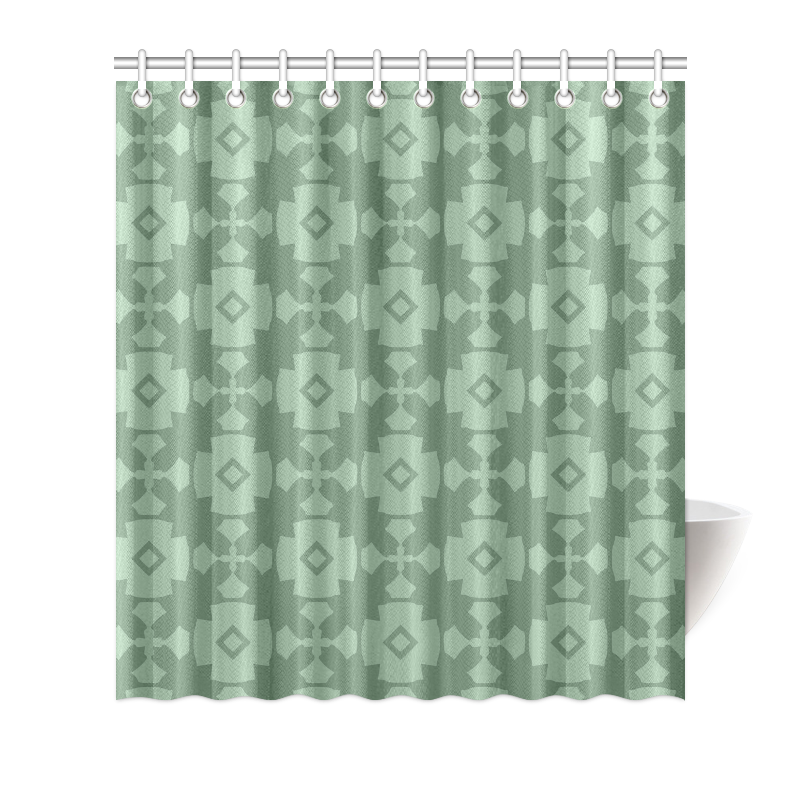 Green Geometric Tile Pattern Shower Curtain 66"x72"